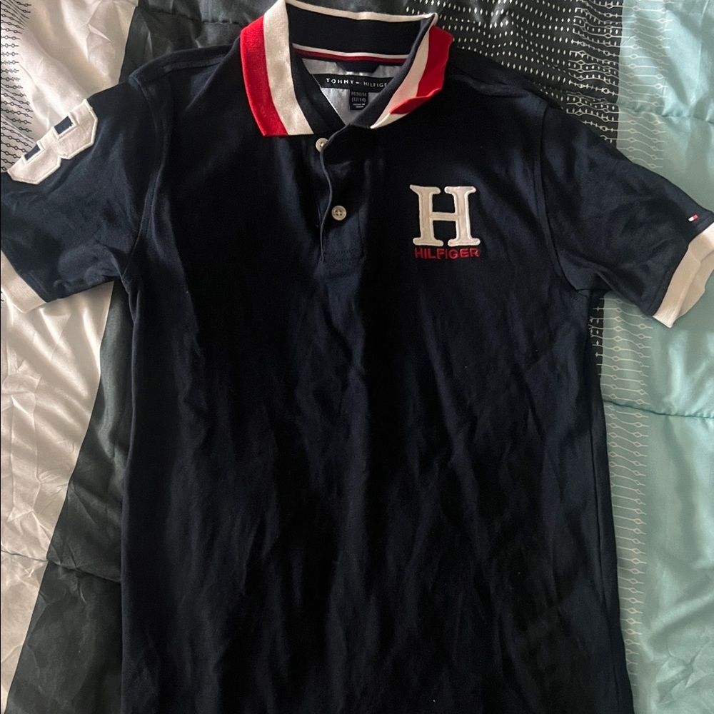 Tommy Hilfiger Dark Blue Polo with Red and White Details